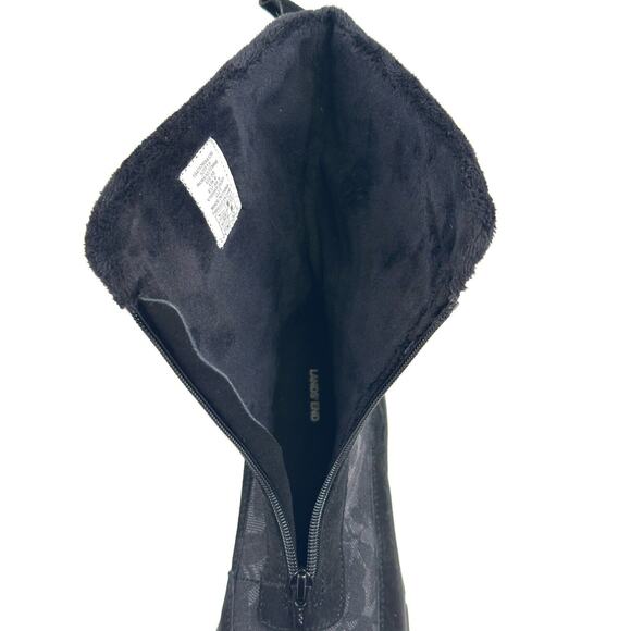 Lands End Thermolite Black Suede Canvas Boots Women's Size 8B All Weather New - Picture 10 of 14